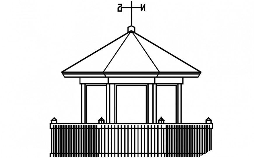 Simple bird kiosk for garden front elevation cad drawing details dwg file