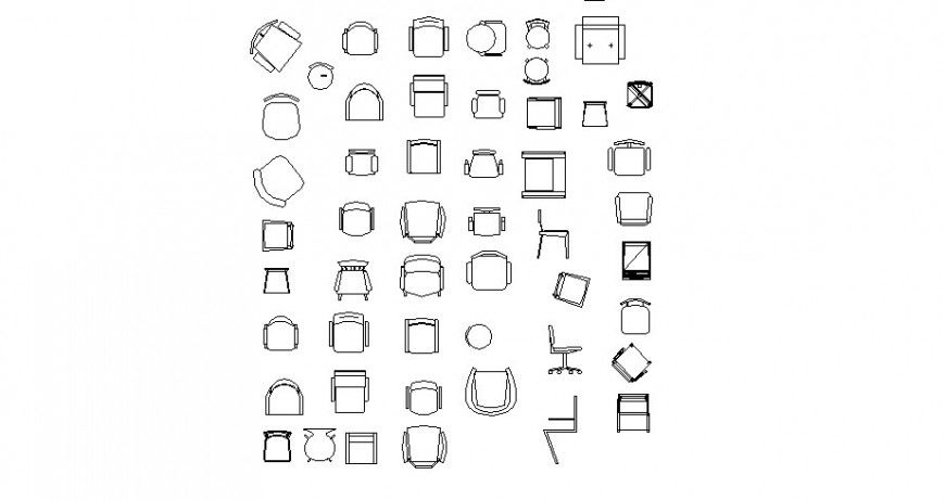 Simple chairs top view elevation blocks cad drawing details dwg file