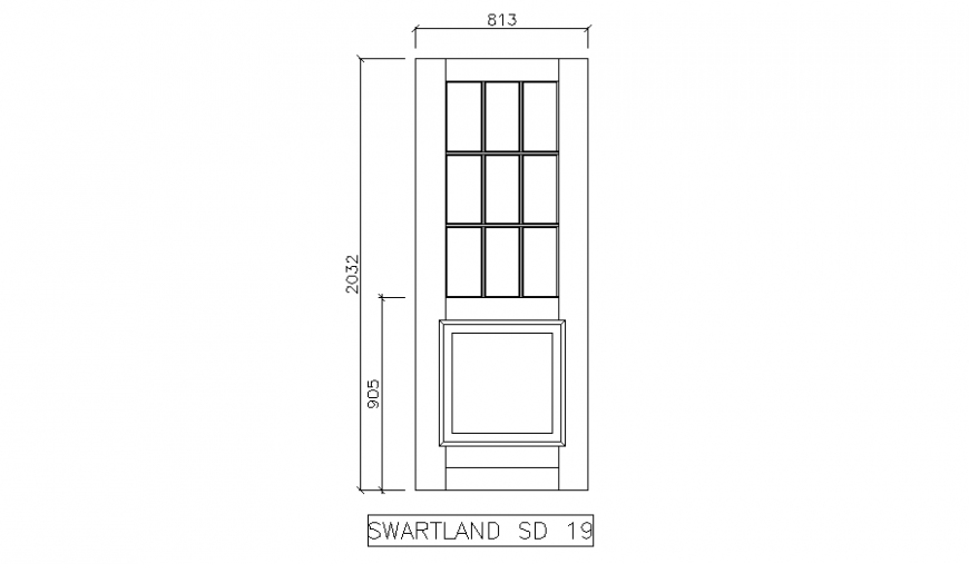 Simple door front elevation cad block details dwg file