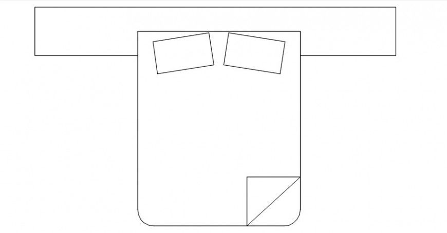 Simple double bed top view elevation block drawing details dwg file