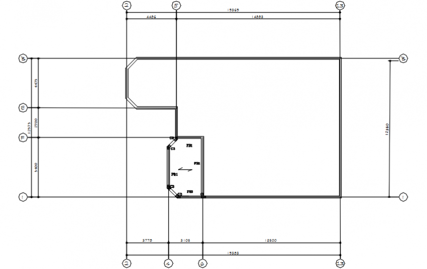 Simple floor framing plan structure details for villa floor dwg file