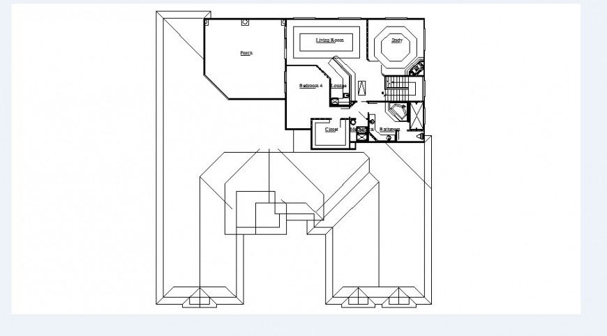 Simple house floor layout plan cad drawing details dwg file