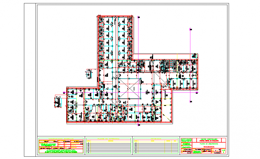 Simple line Architecture plan of hospital building