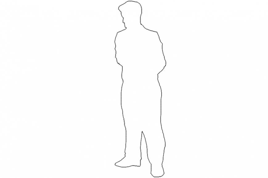 Simple man outline figure block cad drawing details dwg file