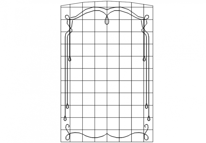 Simple mirror front elevation block drawing details dwg file