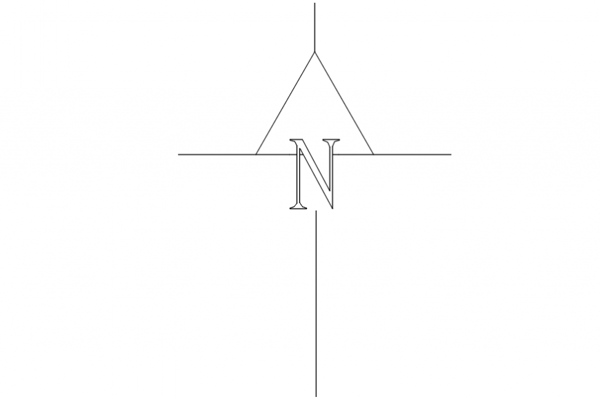 Simple North arrow showing 2d direction symbol details dwg file