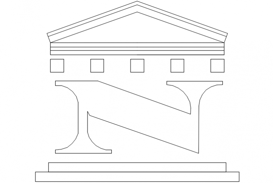 Simple north side showing direction block drawing details dwg file