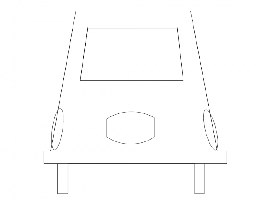 Simple old car front elevation cad block details dwg file