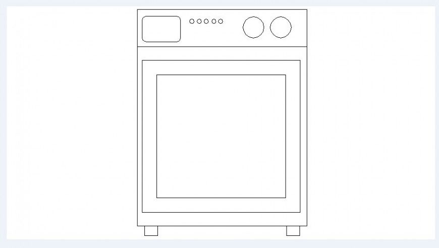 Simple oven 2d elevation block cad drawing details dwg file