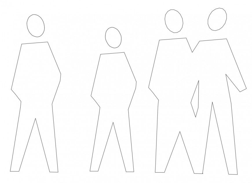 Simple people figure elevation blocks cad drawing details dwg file