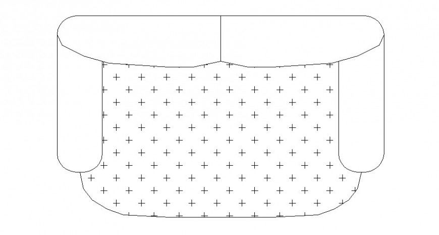 Simple Two-Seated Sofa Set CAD Blocks DWG File Format