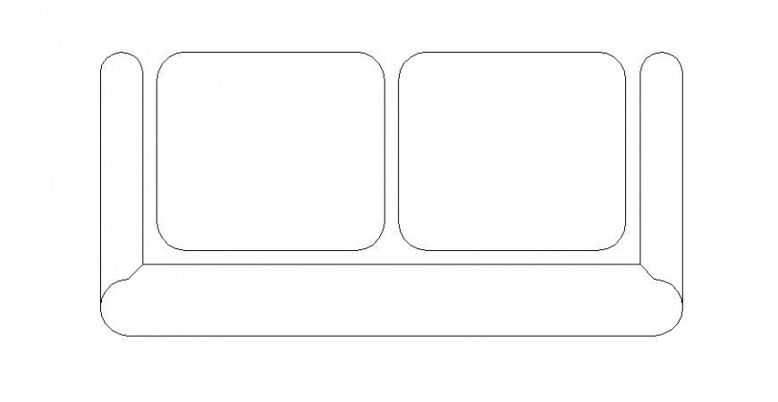 Simple Two-Seated Sofa Set Top View Elevation DWG Blocks