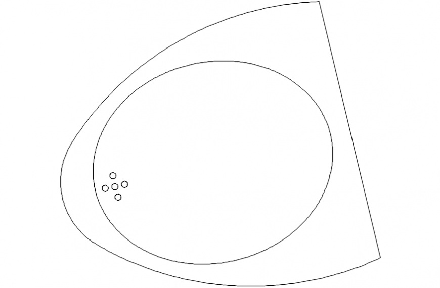 Simple wash basin top view elevation block details dwg file