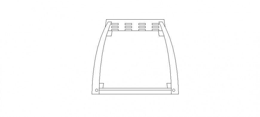 Simple wooden chair elevation block cad drawing details dwg file