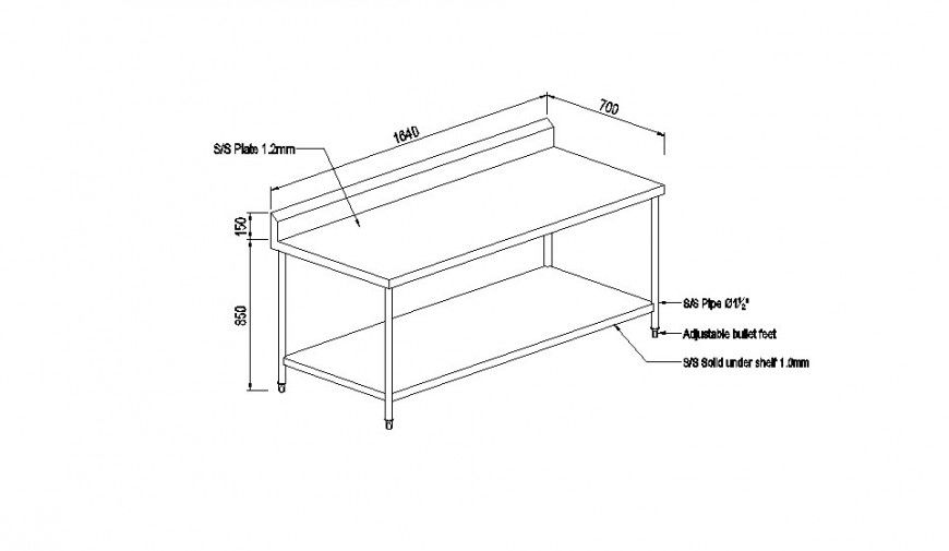 Wooden Table Section CAD Drawing Layout in AutoCAD file