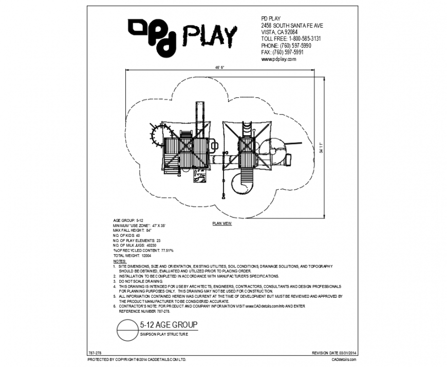 Simpson urban park structure with plan view details dwg file