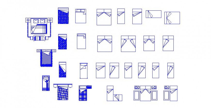 Single and double bed furniture block different design in AutoCAD