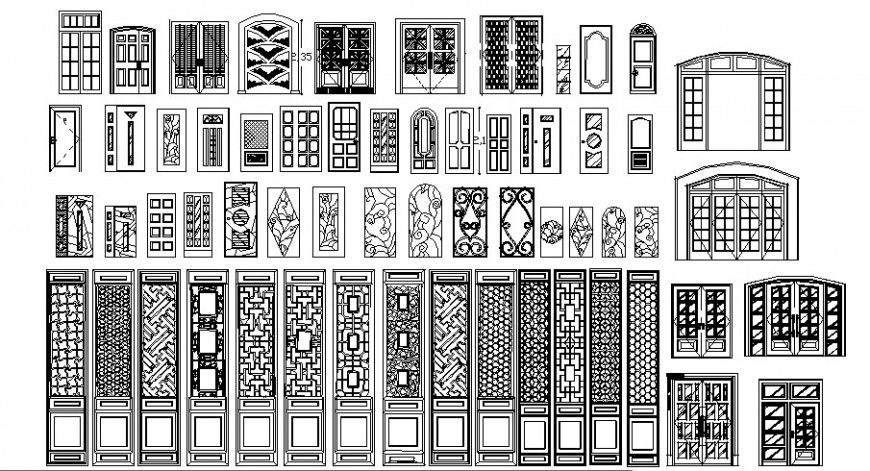 Single and double door and window block in auto cad file