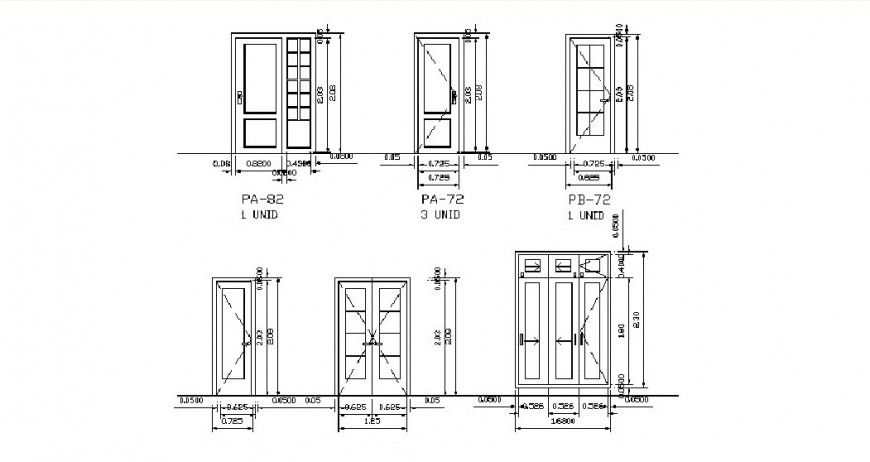 Single and double door blocks cad drawing details dwg file