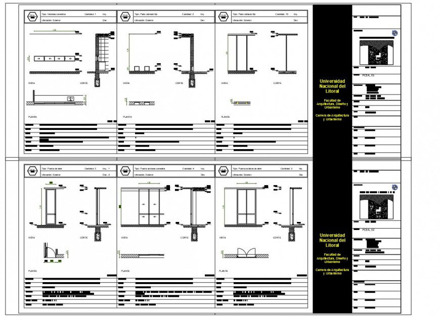 Single and double door detail plan, elevation and section autocad file