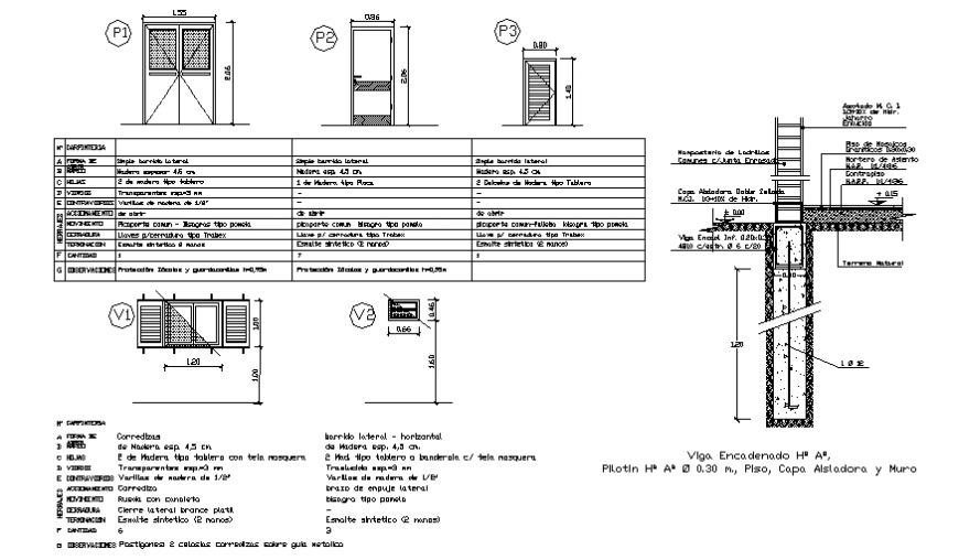 Single and double door elevation and installation details dwg file