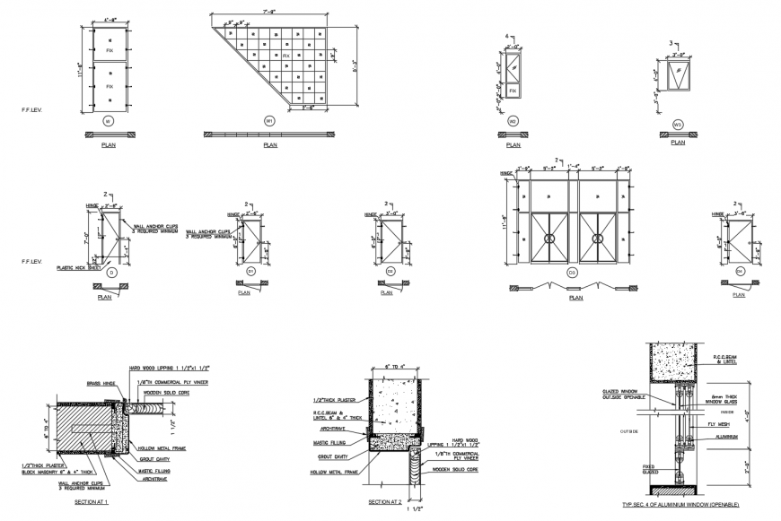 Single and double door plan with necessary detail in autocad file