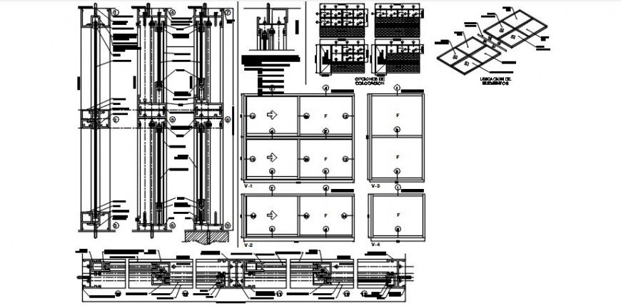 Single and double windows elevation and installation details for school dwg file