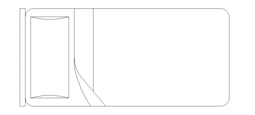 Single bed 2d elevation top view block details dwg file