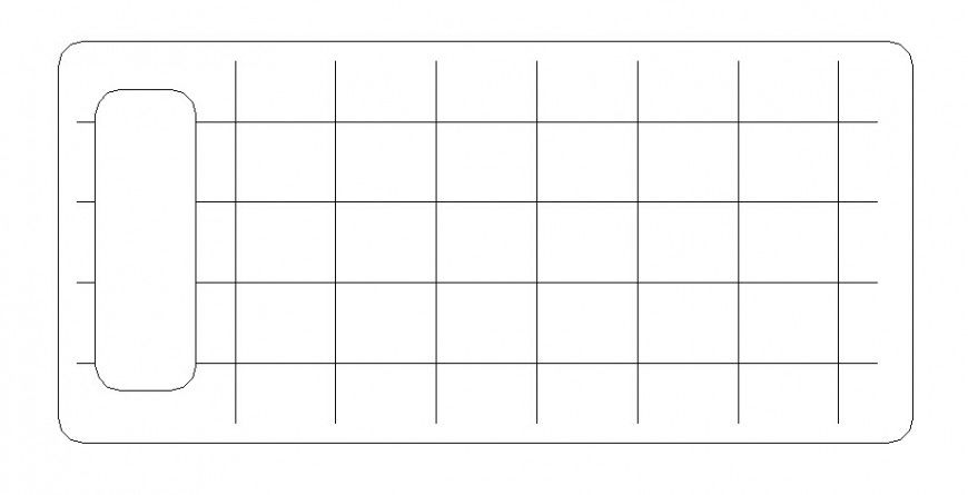 Single bed 2d top view elevation cad block details dwg file