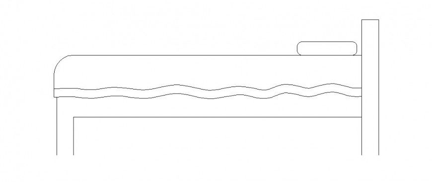 Single bed side elevation block drawing details dwg file