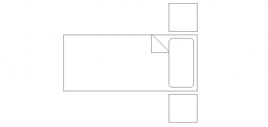 Single bed with side table 2d block details dwg file
