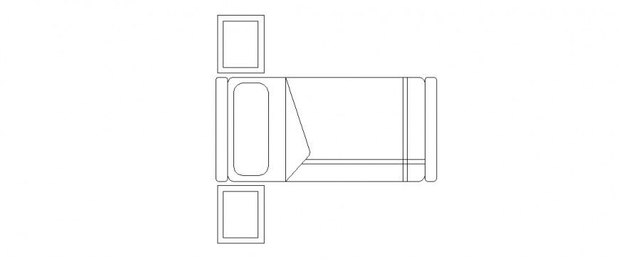 Single bed with two sided table block drawing details dwg file