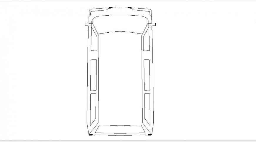 Single car top view elevation block cad drawing details dwg file