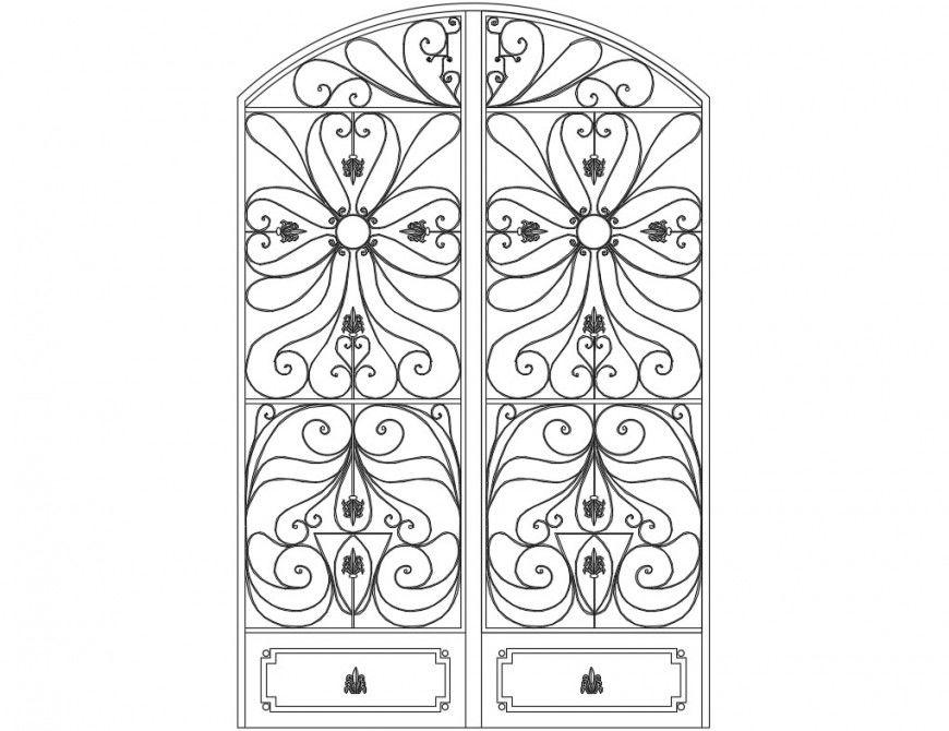 Single classic door elevation block cad drawing details dwg file