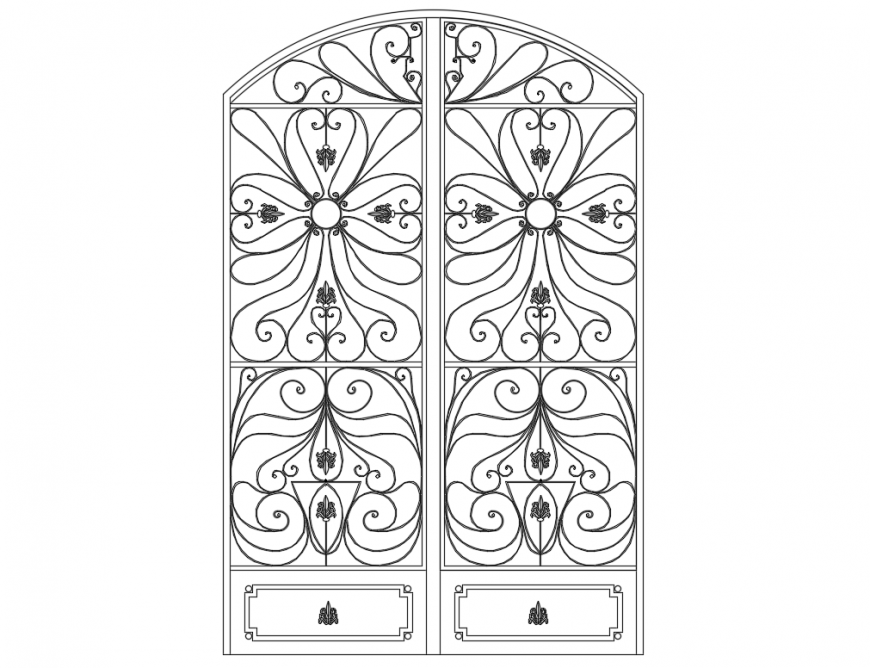 Single classic door elevation cad block details dwg file