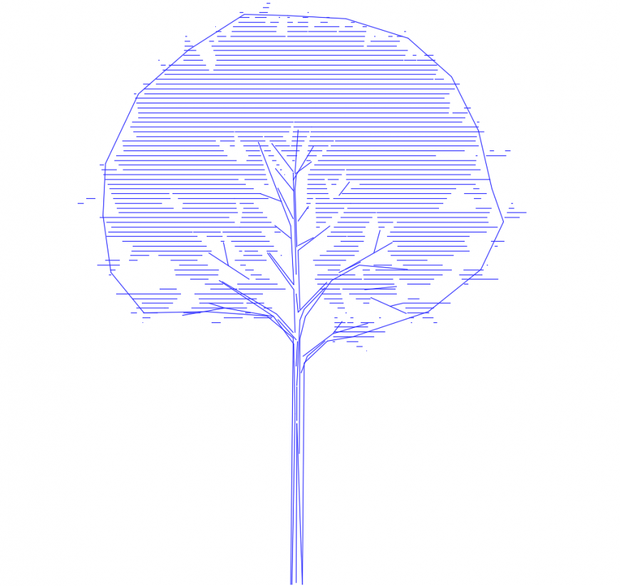 Single common tree front elevation block cad drawing details dwg file