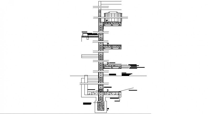 Single cut constructive section drawing details for building dwg file