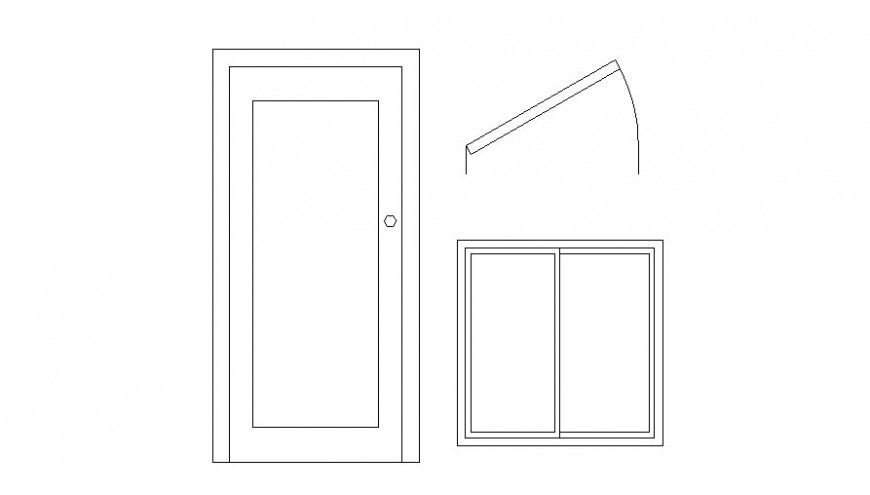 Single door and window elevation block cad drawing details dwg file