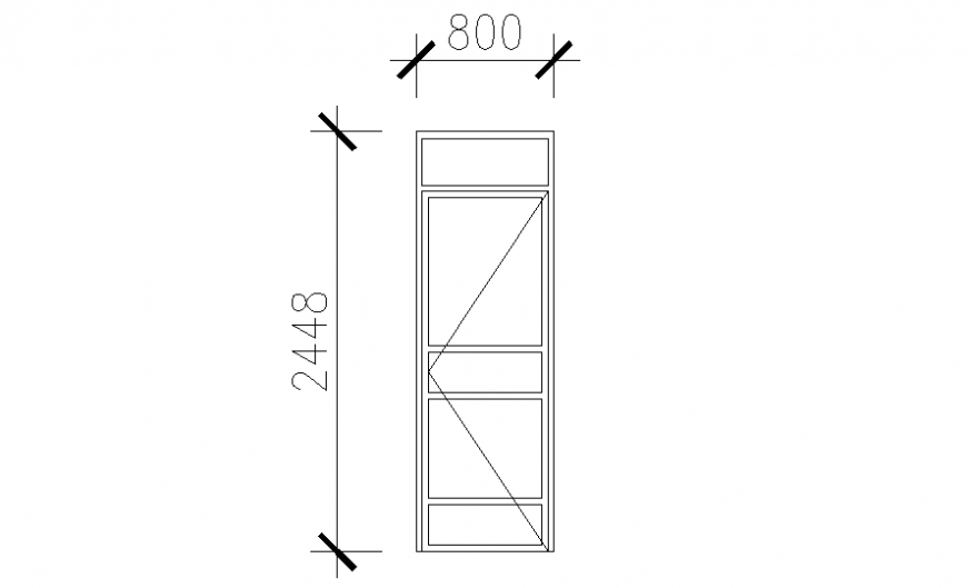 Single door elevation drawing in dwg file.