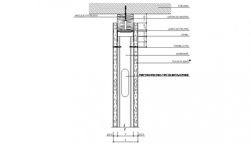 Single door framing section cad drawing details dwg file
