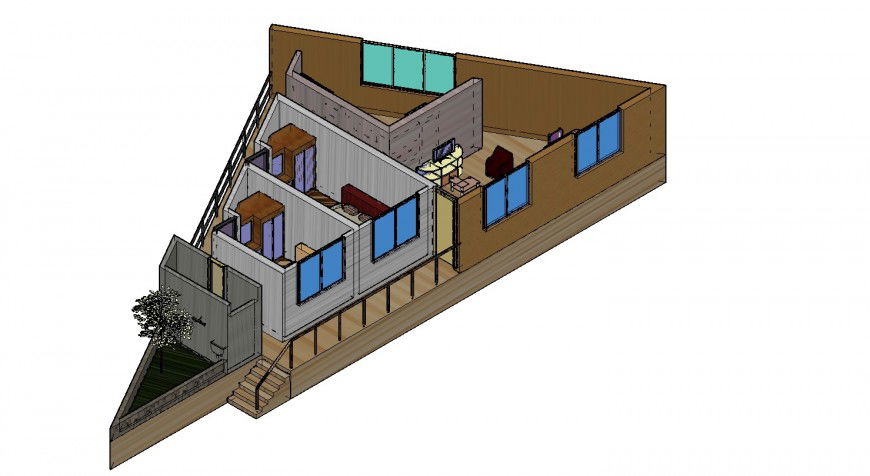 Single family beautiful house 3d model cad drawing details dwg file