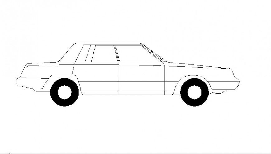 Single family car side elevation block cad drawing details dwg file