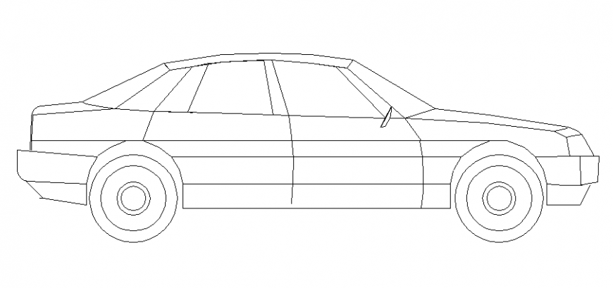 Single family car side elevation cad block details dwg file