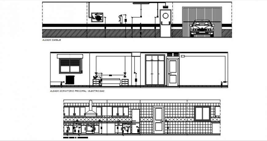 Single family house all sided section cad drawing details dwg file