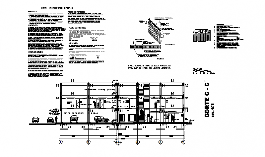 Single family house back constructive sectional details dwg file