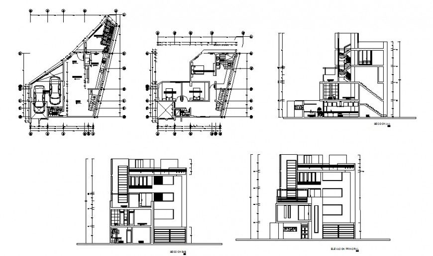 Single family house detailed architecture project auto-cad drawing details dwg file