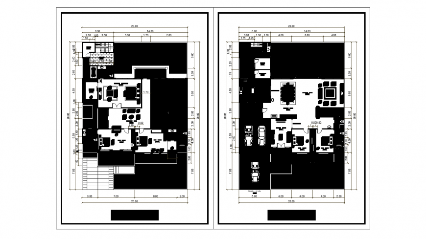 Single family house first and second floor plan cad drawing details dwg file