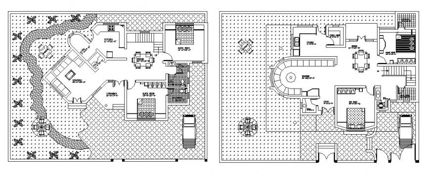Single family house ground and first floor layout plan with furniture layout cad drawing details dwg file