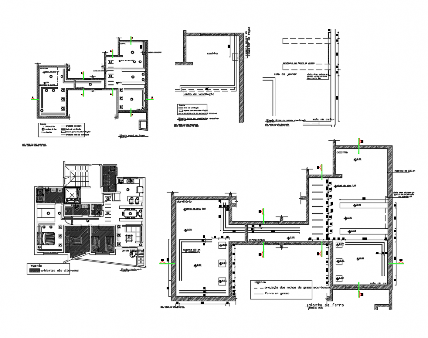 Single family house layout plan and lining section details dwg file