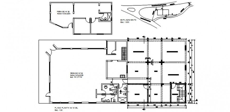 Single family house plan and sanitary installation drawing details dwg file